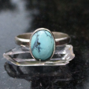 Handmade Turquoise Sterling Silver Stacking Ring in Size 7 December Birthstone H