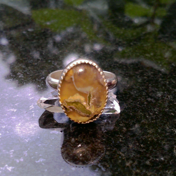 Handmade Oregon Agate Ring Sterling Silver Stacking Rings for Women