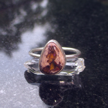 Handmade Cantera Opal Ring 925 Sterling Silver Size 7.5 Natural Mexican Opal