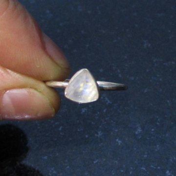 Handmade Triangle Moonstone Stacking Ring Size 6 Sterling Silver Minimalist
