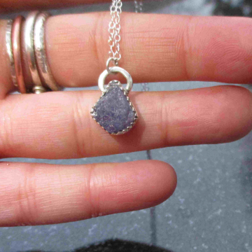 Handmade Tanzanite Crystal Necklace Set in Sterling Silver Raw Stone Purple Gemstone December Birthstone Jewelry
