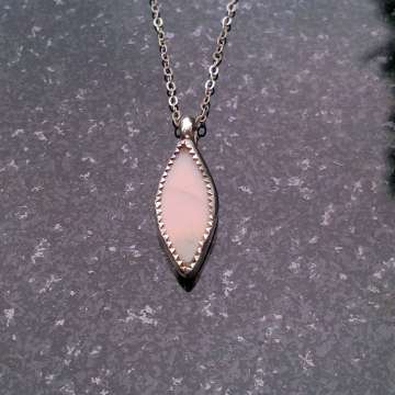 Handmade Moonstone Sterling Silver Necklace with Pink Moonstone Pendant