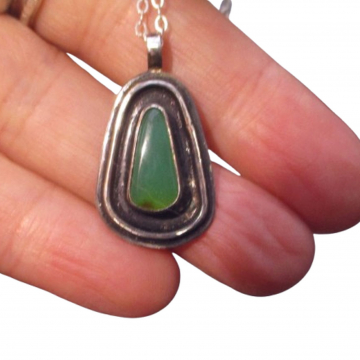 Handmade Opal Wood Silver Necklace 925 Sterling Silver with Indonesian Opal Wood Layering Necklaces for Women