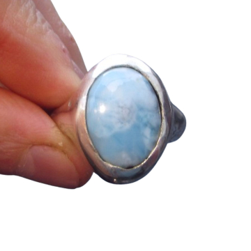 Larimar Ring:  925 Sterling Silver, Handmade, Chunky Statement Rings for Women