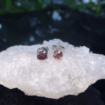 Pink Sapphire Earrings, 925 Sterling Silver, Raw Stone, Crystal Studs, Post Earrings, Handmade, 4 mm Small Stone