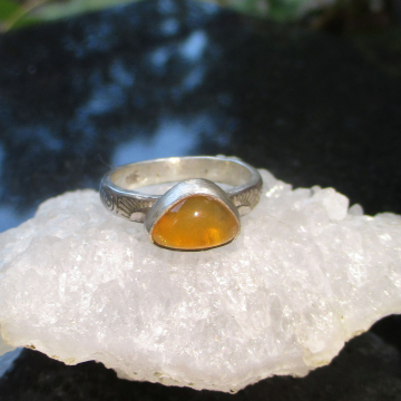 Handmade Opal Ring 925 Sterling Silver with Natural Mexican Opal Rings for Women