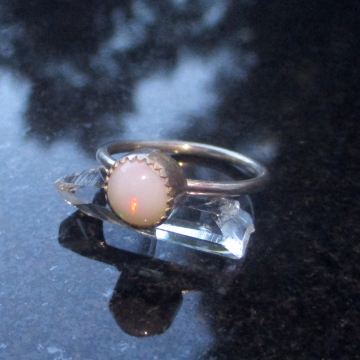 Handmade Opal Stacking Ring 925 Sterling Silver Size 7 October Birthstone