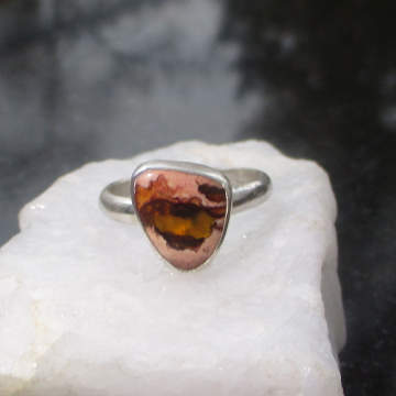 Handmade Opal Ring 925 Sterling Silver with Natural Mexican Opal Cantera Opal Rings for Women Size 7.5