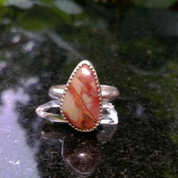 Handmade Jasper Ring in Sterliing Silver, Size 7.5 Mescalero Jasper Rings for Women