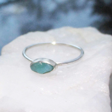 Handmade Raw Opal Wood Stacking Ring Size 7 Natural Indonesian Wood Opal 925 Sterling Silver