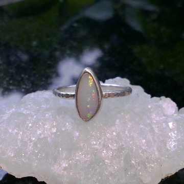 Handmade Opal Ring: Sterling Silver, Size 6.5, Australian Opal, Rings for Women