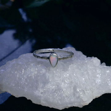 Handmade Opal Ring Sterling Silver Size 6.5 Australian Crystal Opal Rings for Women