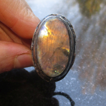 Handmade Labradorite RIng 925 Sterling Silver Chunky Statement Rings for Women