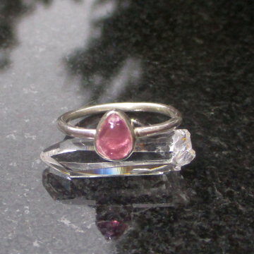 Handmade Pink Tourmaline Ring 925 Sterling Silver Size 6 Stacking Rings Silver Rings for Women October Birthstone Jewelry