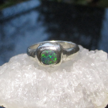 Handmade Opal Ring 925 Sterling Silver Natural Australian Opal Rings for Women Size 6