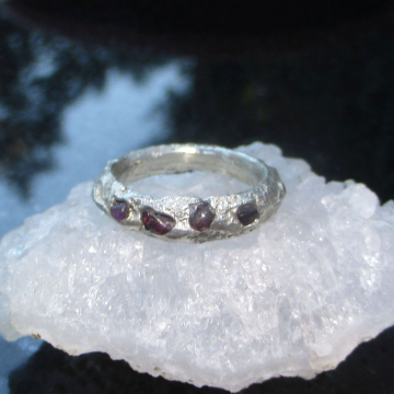 Handmade Pink Sapphire Ring 925 Sterling Silver Sand Cast Natural Sapphire Size 6 1/2  Rings for Women