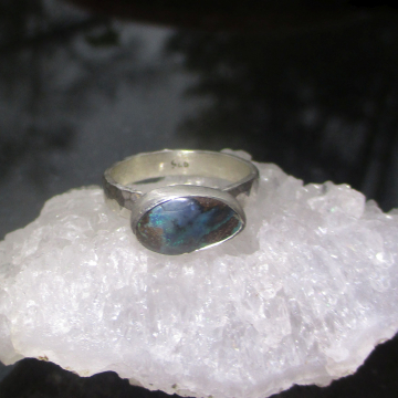 Boulder Opal Stacking Ring Handmade with Natural Australian Opal and 925 Sterling Silver Size 6 Rings for Women