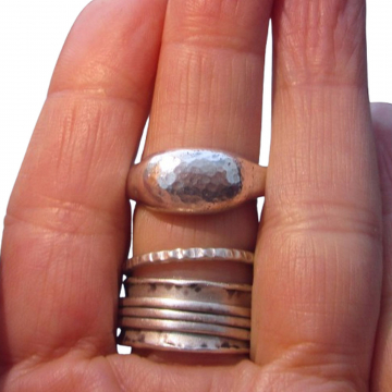 Handmade Chunky Dome Silver Ring 925 Sterling Silver Band Textured Organic Size 6